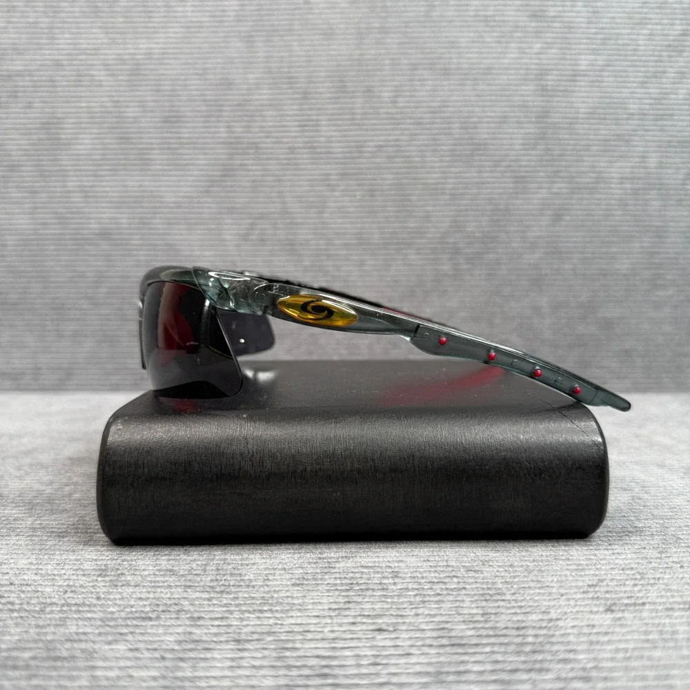 Pro-Grind 2001 Wrap Around Sports Sunglasses‎ Charcoal Red Semi-Rimless Tinted